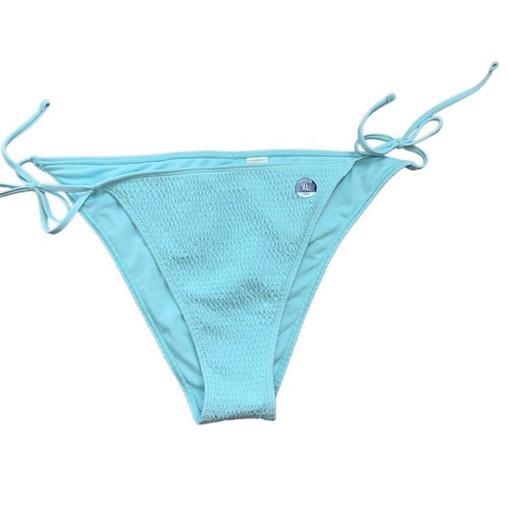 Hollister Swim sz XL tie light blue ruffle cheeky swimsuit NWOT